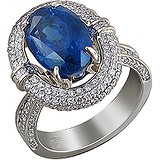 Женское золотое кольцо с бриллиантами и сапфиром, 1637714