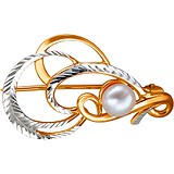 Срібна брошка з культів. перлами в позолоті, 1638226