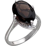Женское серебряное кольцо с куб. циркониями и раухтопазом, 1639250