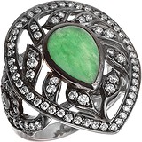 Женское серебряное кольцо с куб. циркониями и жадеитом, 1645906