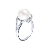 Женское серебряное кольцо с куб. циркониями и жемчугом, 1651282