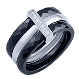Женское серебряное кольцо с керамикой и куб. циркониями, 1655634