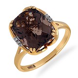 Женское золотое кольцо с бриллиантами и кварцем, 1666386