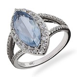 Женское серебряное кольцо с куб. циркониями и флюоритом, 1668434