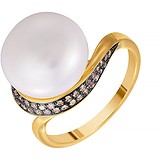 Женское золотое кольцо с бриллиантами и жемчугом, 1686098
