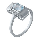 Женское серебряное кольцо с топазом и куб. циркониями, 1720914