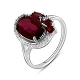 Женское серебряное кольцо с куб. циркониями и рубинами, 1771602
