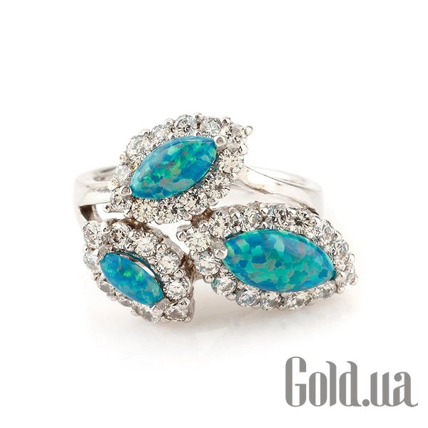 

Женские кольца Shatlen, Женское серебряное кольцо с куб. циркониями и синт. опалами, 17.5