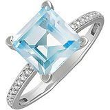 Женское серебряное кольцо с топазом и куб. циркониями, 1605459