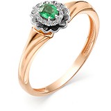 Женское золотое кольцо с бриллиантами и изумрудом, 1612371