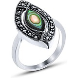 Silver Wings Женское серебряное кольцо с перламутром и марказитами, 1617491