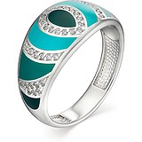 Женское серебряное кольцо с куб. циркониями и эмалью, 1646419