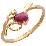 Женское золотое кольцо с бриллиантом и рубином, 1666643