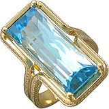 Женское золотое кольцо с бриллиантами и топазом, 1714003