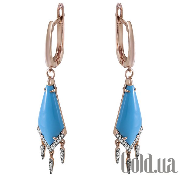 

Серьги с подвесками Lurie Jewelry, Золотые серьги с бриллиантами и бирюзой