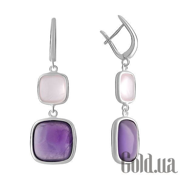 

Серьги с подвесками Fresh Jewelry, Серебряные серьги с аметистами и кварцами