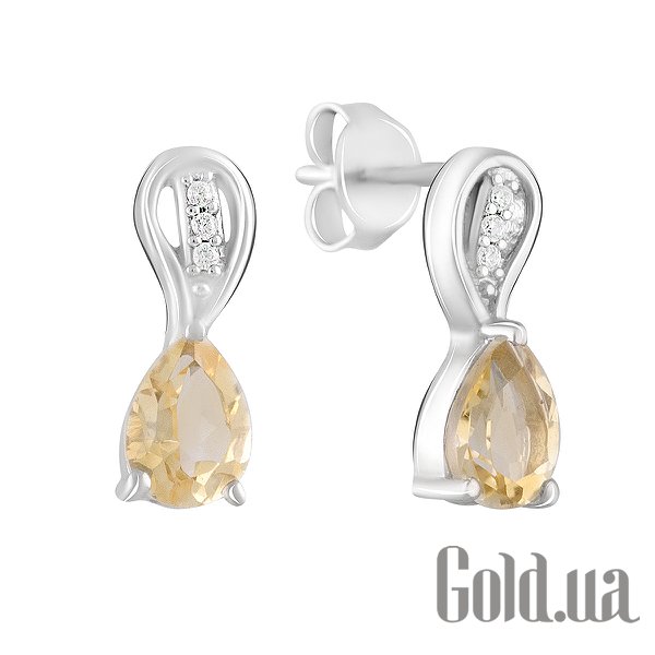 

Серьги-гвоздики Fresh Jewelry, Серебряные серьги с куб. циркониями и синт. цитринами