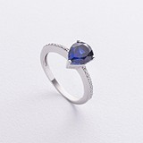 УкрСув Женское серебряное кольцо с куб. циркониями и синт. сапфиром, 1796691