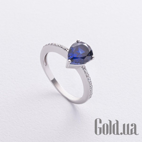 

Женские кольца УкрСув, Женское серебряное кольцо с куб. циркониями и синт. сапфиром