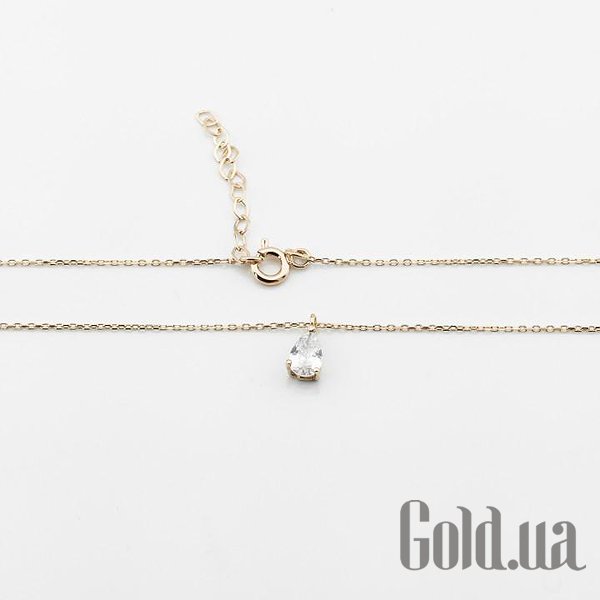 Золотой кулон с цепочкой с куб. цирконием DIA3401154 – изображение 2