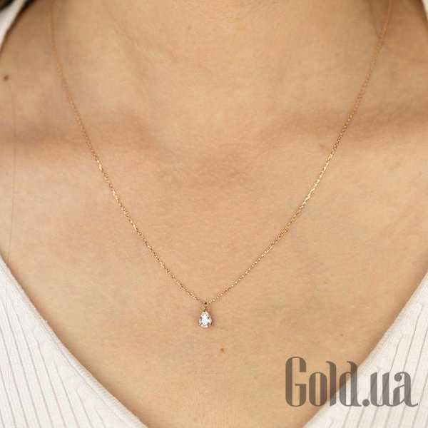 Золотой кулон с цепочкой с куб. цирконием DIA3401154 – изображение 3