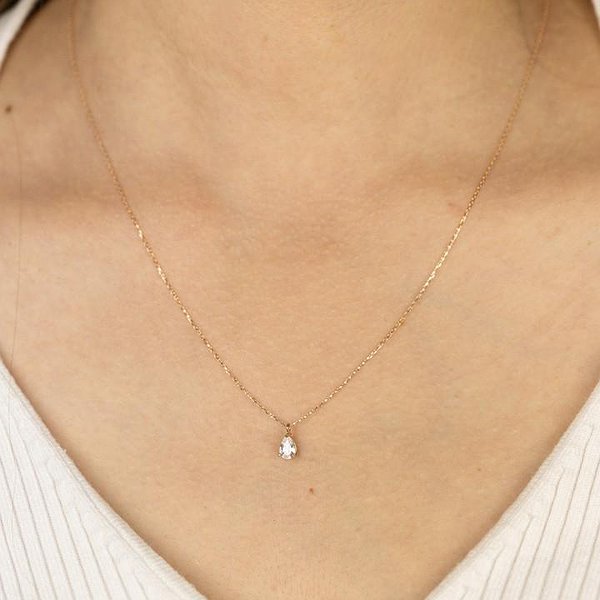 Золотой кулон с цепочкой с куб. цирконием DIA3401154 – изображение 3