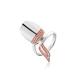 Женское серебряное кольцо с куб. циркониями  в позолоте, 700499