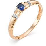 Женское золотое кольцо с бриллиантами и сапфиром, 1603156