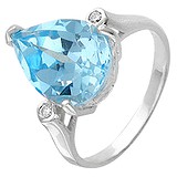 Женское серебряное кольцо с куб. циркониями и топазом, 1612628