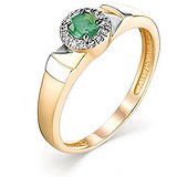 Женское золотое кольцо с бриллиантами и изумрудом, 1636692