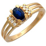 Женское золотое кольцо с бриллиантами и сапфиром, 1637716