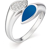 Женское серебряное кольцо с куб. циркониями и эмалью, 1646420
