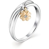 Женское серебряное кольцо с бриллиантом в позолоте, 1673556