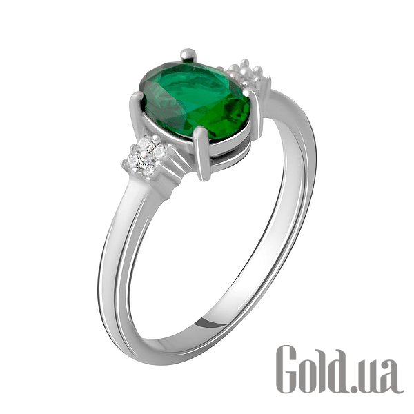 

Женские кольца Fresh Jewelry, Женское серебряное кольцо с куб. циркониями и синт. изумрудом, 18