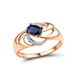 Женское золотое кольцо с бриллиантами и сапфиром, 1744980