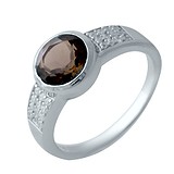 Женское серебряное кольцо с куб. циркониями и раухтопазом