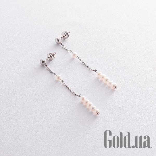 

Серьги с подвесками Украина, Серебряные серьги с культив. жемчугом