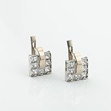 Срібні сережки з куб. цирконіями в позолоті, 1797204