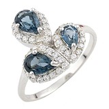 Женское серебряное кольцо с топазами и куб. циркониями, 1437781