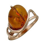 Женское серебряное кольцо с янтарем в позолоте, 1617237