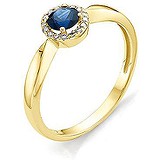 Женское золотое кольцо с бриллиантами и сапфиром, 1621845