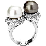Женское золотое кольцо с бриллиантами и культив. жемчугом, 1636437
