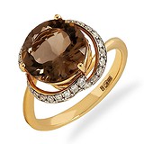 Женское золотое кольцо с бриллиантами и кварцем, 1666389