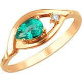 Женское золотое кольцо с изумрудом и бриллиантом, 1666645