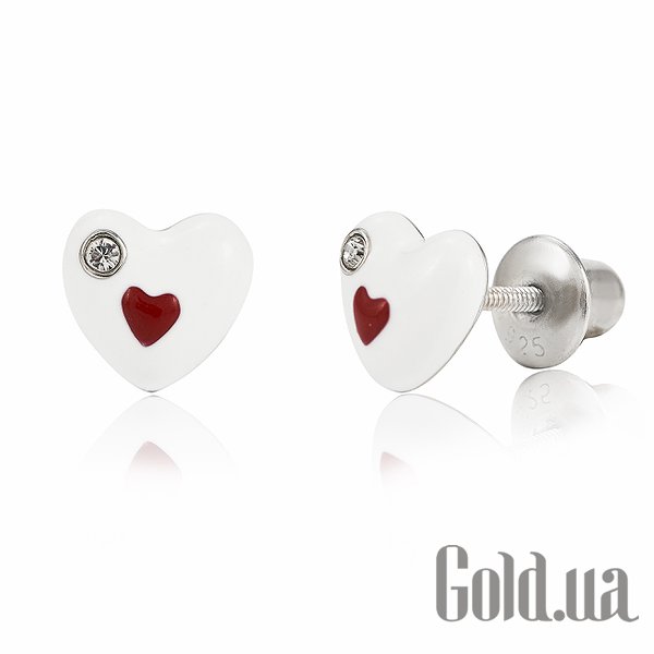 

Детские серьги UMa&UMi, Серебряные серьги с куб. циркониями и эмалью