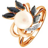 Женское золотое кольцо с бриллиантами, сапфирами и искусств. жемчугом, 1700949