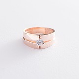 Золотое обручальное кольцо с куб. цирконием