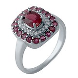Женское серебряное кольцо с куб. циркониями и рубинами, 1750357