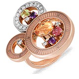 Faberge Женское золотое кольцо с бриллиантами и полудрагоценными камнями, 079701