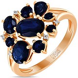 Женское золотое кольцо с бриллиантами и сапфирами, 1527638